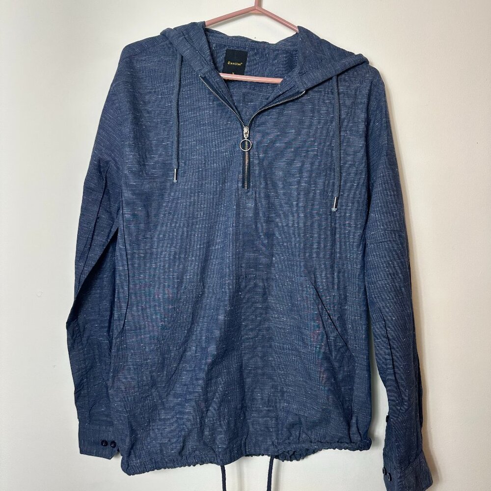Ganjim Relaxed Fit Half-Zip Cotton Hoodie Light Size M